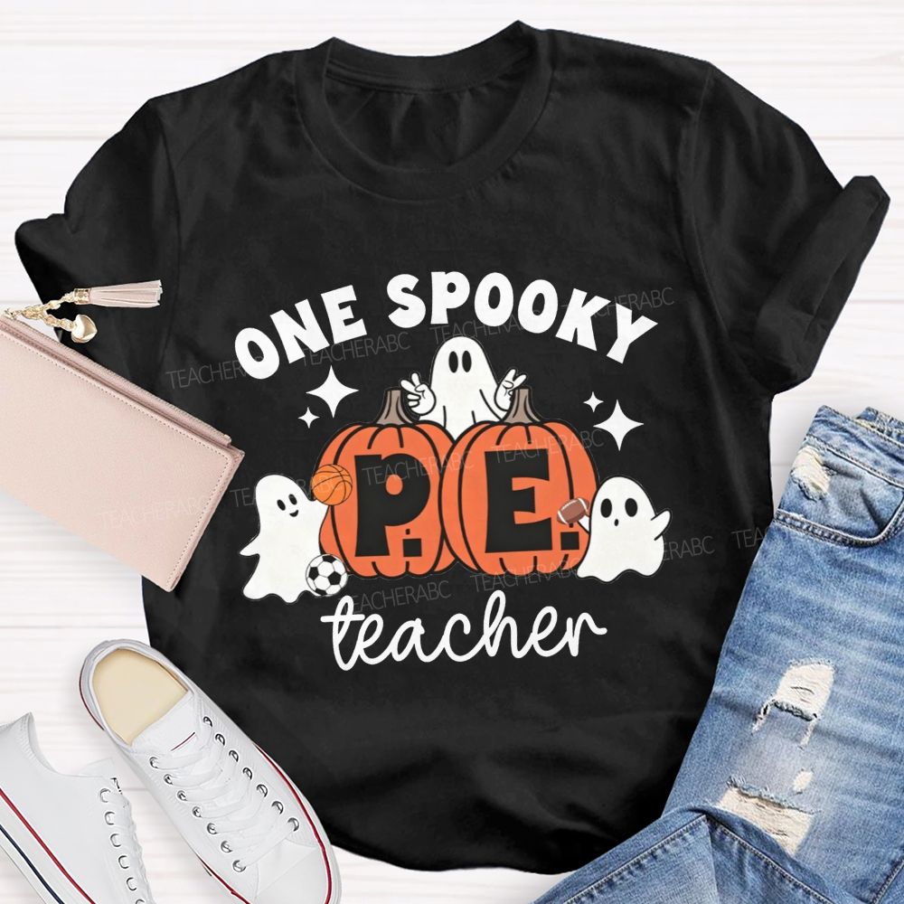 One Spooky Pe Teacher Halloween Vibe Teacher T-shirt