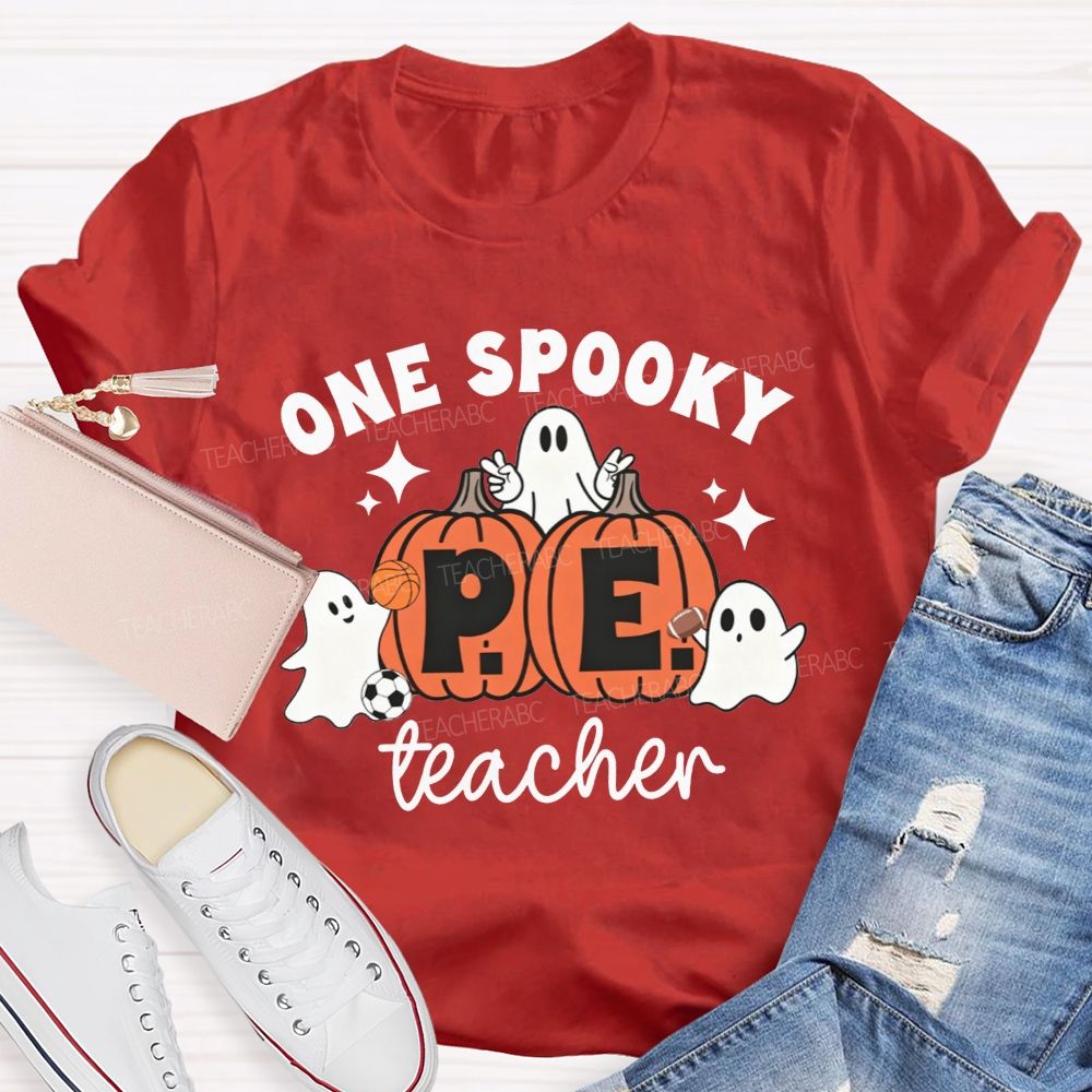 One Spooky Pe Teacher Halloween Vibe Teacher T-shirt