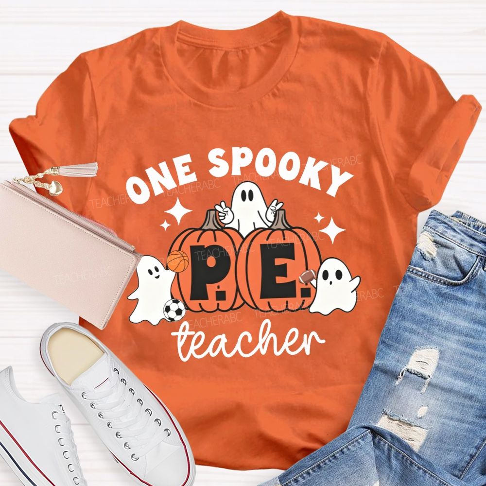 One Spooky Pe Teacher Halloween Vibe Teacher T-shirt