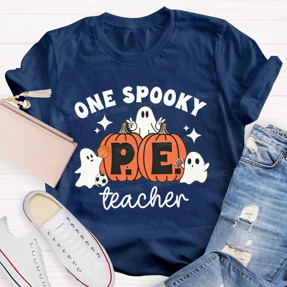 One Spooky Pe Teacher Halloween Vibe Teacher T-shirt