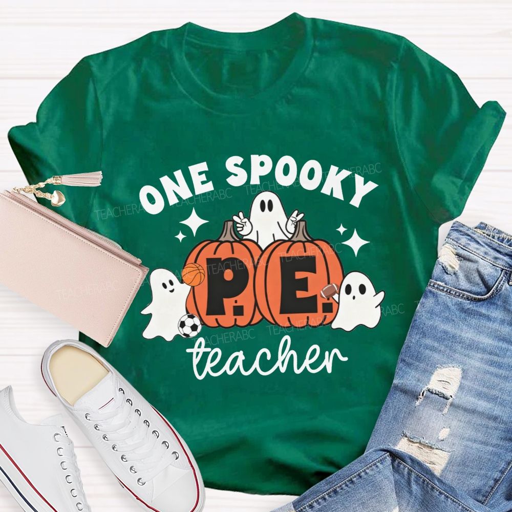 One Spooky Pe Teacher Halloween Vibe Teacher T-shirt