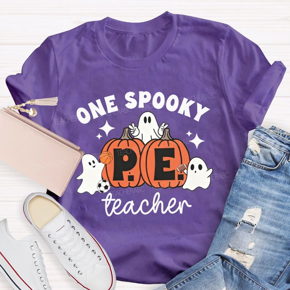 One Spooky Pe Teacher Halloween Vibe Teacher T-shirt