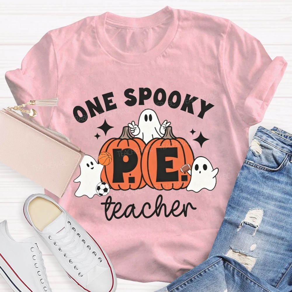 One Spooky Pe Teacher Halloween Vibe Teacher T-shirt