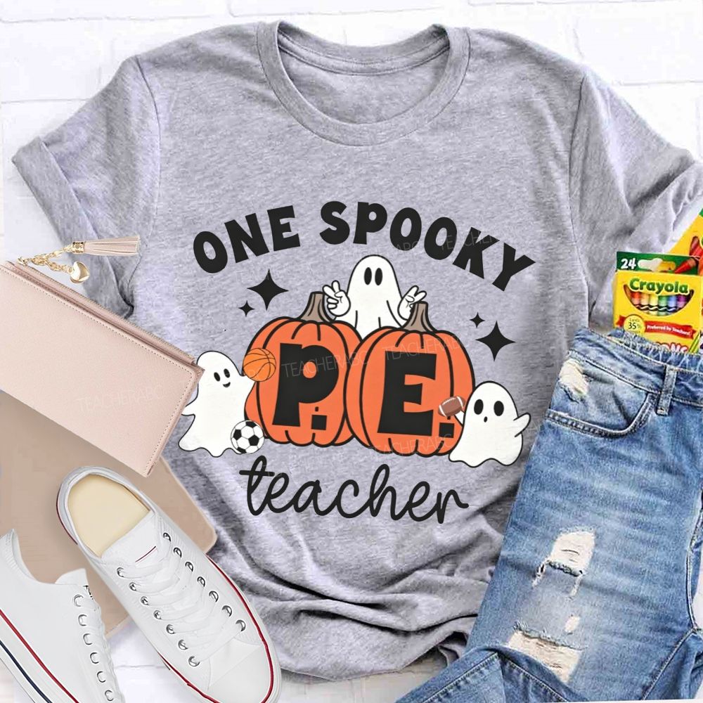 One Spooky Pe Teacher Halloween Vibe Teacher T-shirt