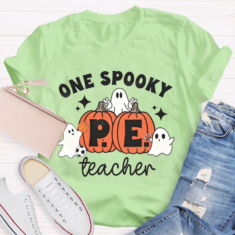 One Spooky Pe Teacher Halloween Vibe Teacher T-shirt