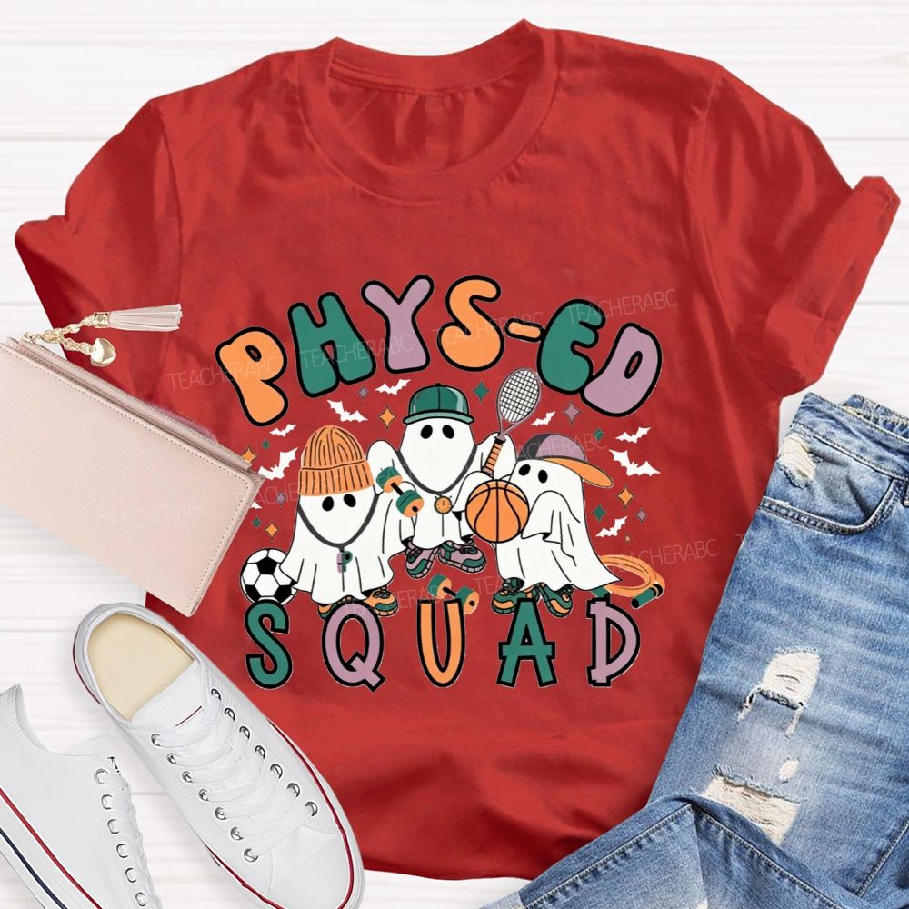 Phys‑Ed Squad Halloween Ghost Pe Teacher T-shirt