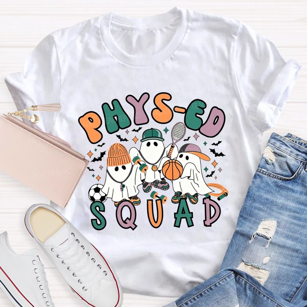 Phys‑Ed Squad Halloween Ghost Pe Teacher T-shirt