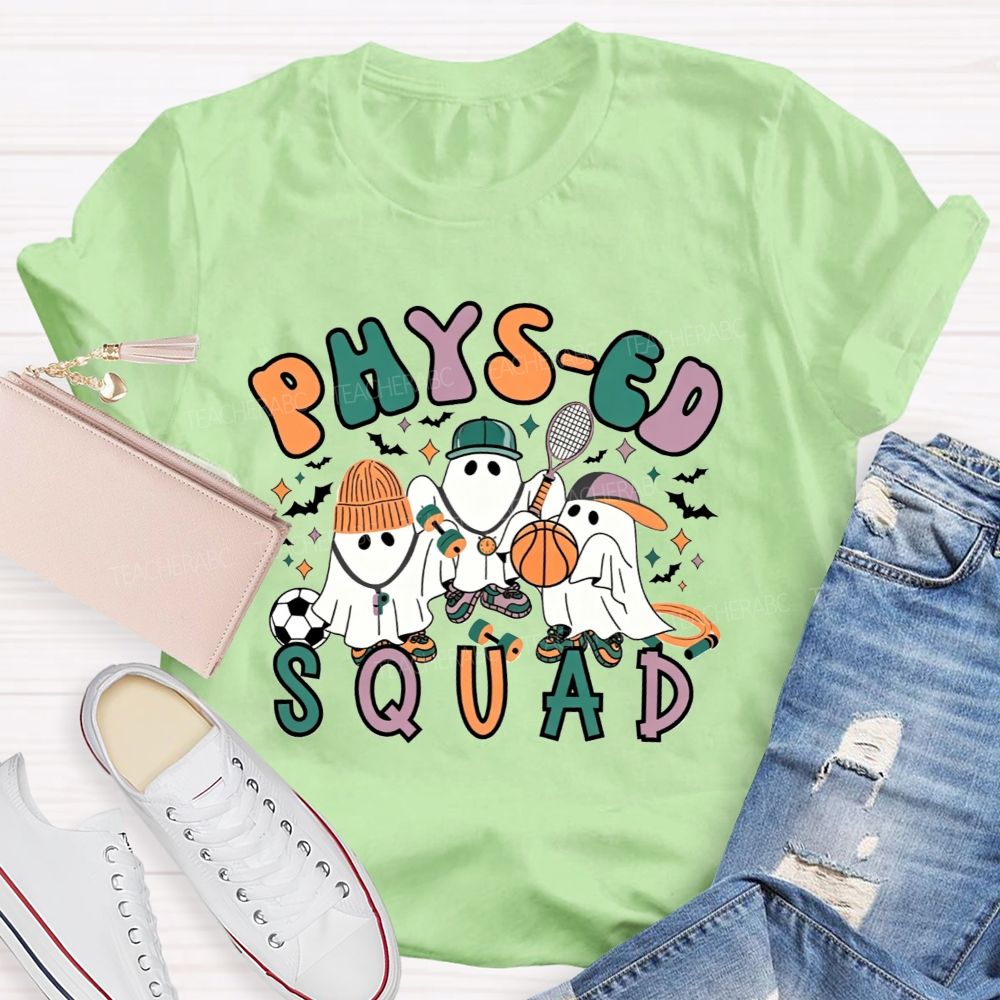 Phys‑Ed Squad Halloween Ghost Pe Teacher T-shirt