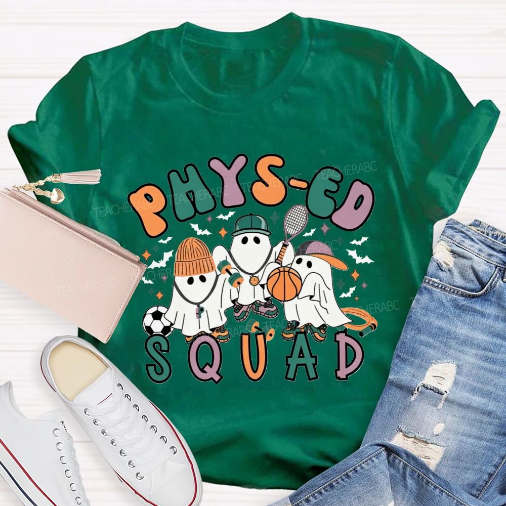 Phys‑Ed Squad Halloween Ghost Pe Teacher T-shirt