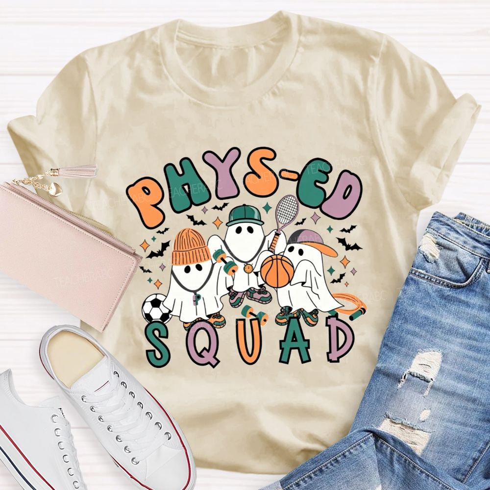 Phys‑Ed Squad Halloween Ghost Pe Teacher T-shirt