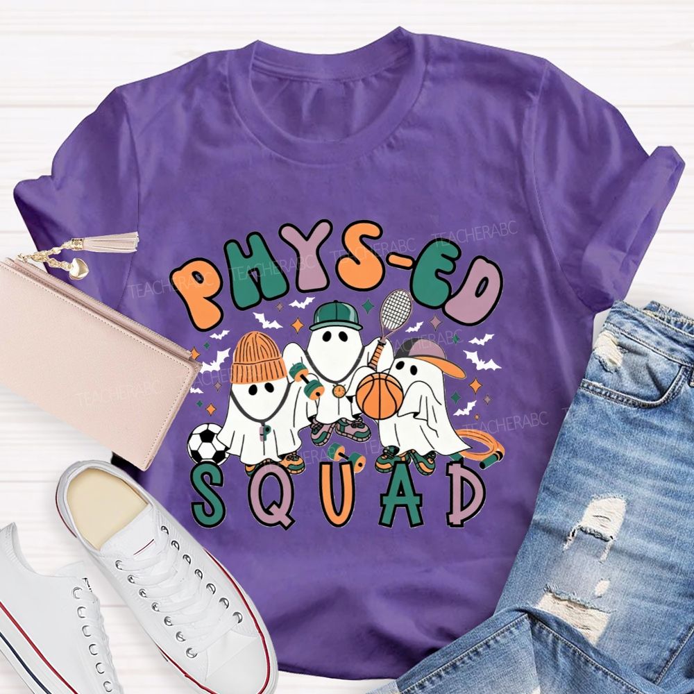 Phys‑Ed Squad Halloween Ghost Pe Teacher T-shirt