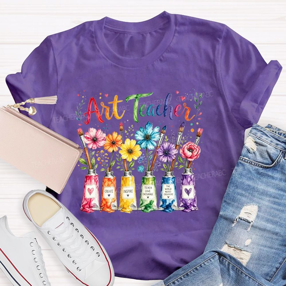 Art Teacher Create Inspire Teach Love Encourage The Nurture Creativity Teacher T-shirt