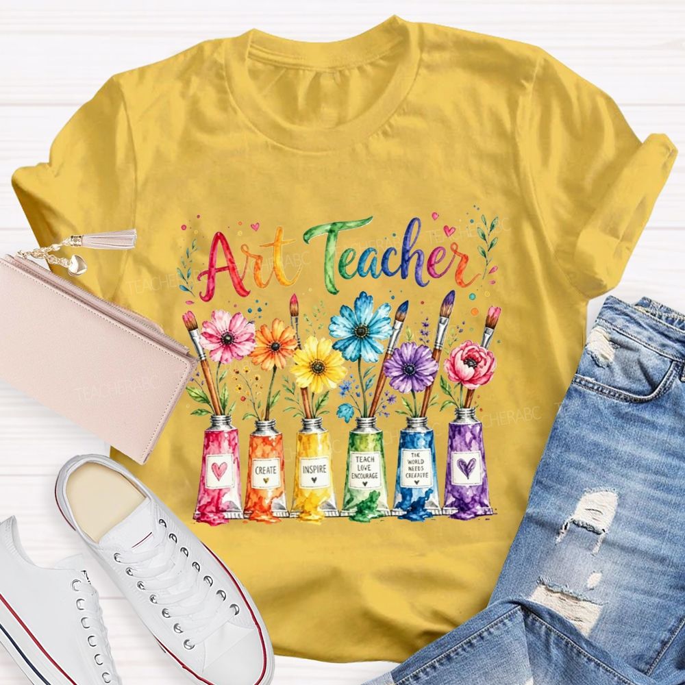 Art Teacher Create Inspire Teach Love Encourage The Nurture Creativity Teacher T-shirt