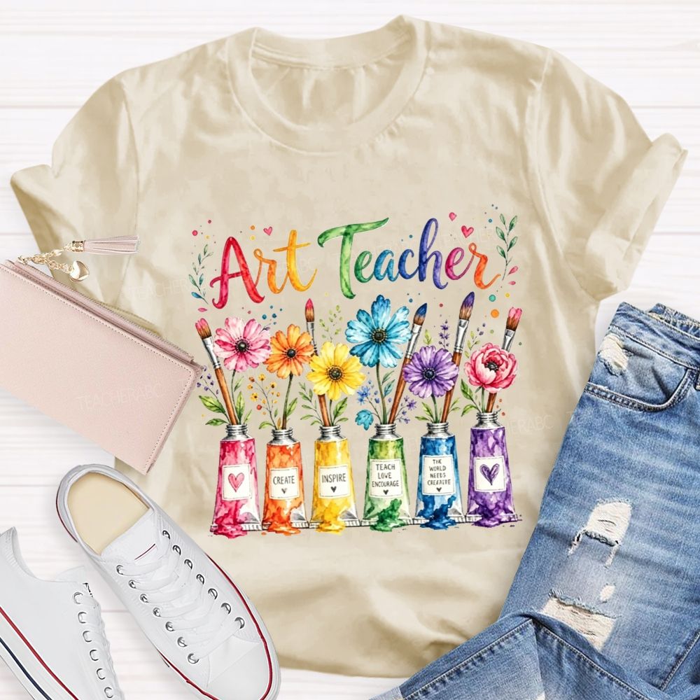 Art Teacher Create Inspire Teach Love Encourage The Nurture Creativity Teacher T-shirt
