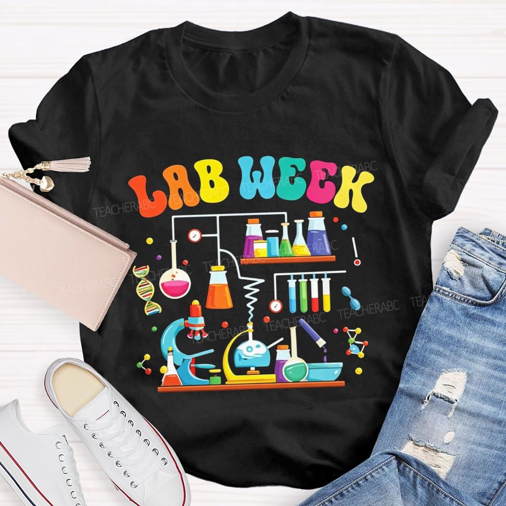 Lab Week Colorful Lab Tools Scientist Teacher T-shirt