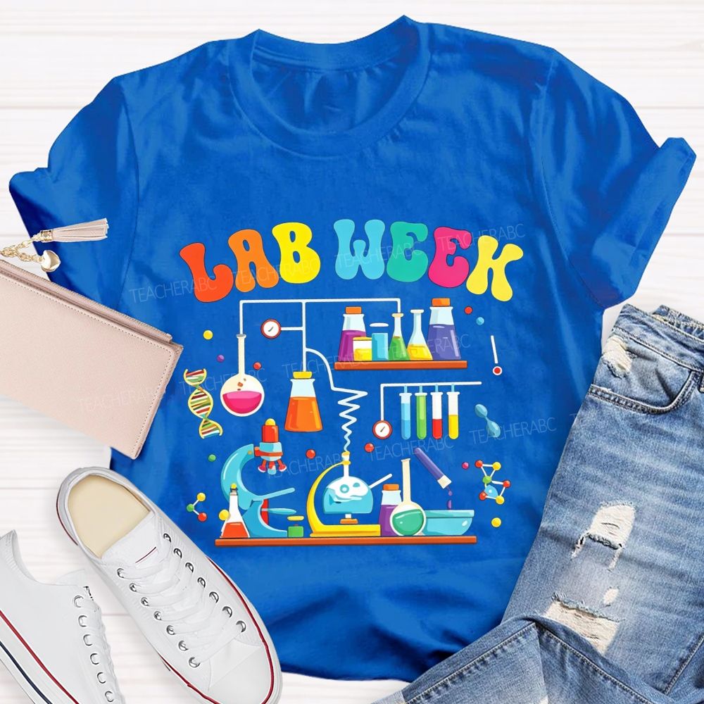 Lab Week Colorful Lab Tools Scientist Teacher T-shirt