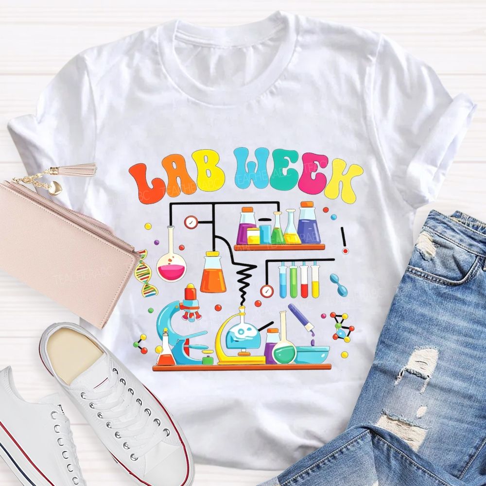 Lab Week Colorful Lab Tools Scientist Teacher T-shirt