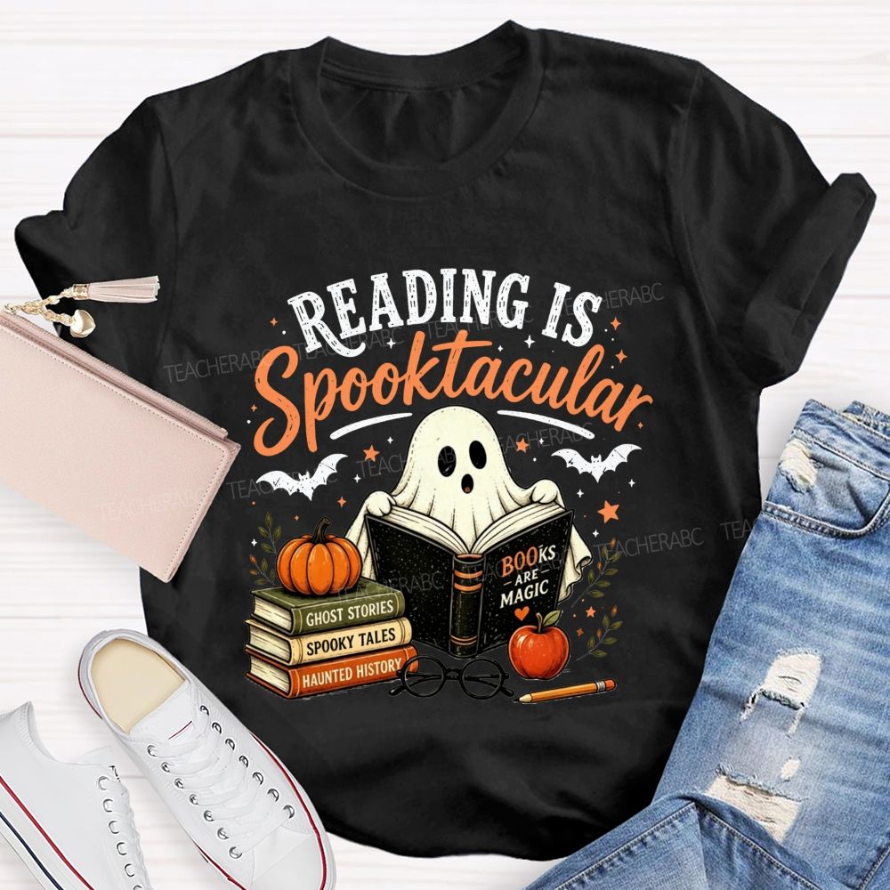 Reading Is Spooktacular Ghost Reading Halloween Teacher T-shirt