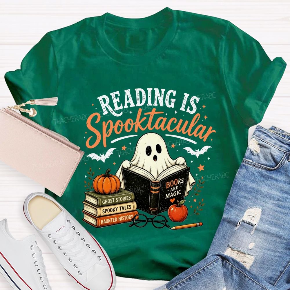 Reading Is Spooktacular Ghost Reading Halloween Teacher T-shirt