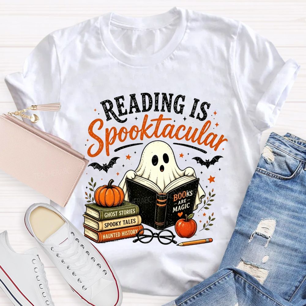 Reading Is Spooktacular Ghost Reading Halloween Teacher T-shirt