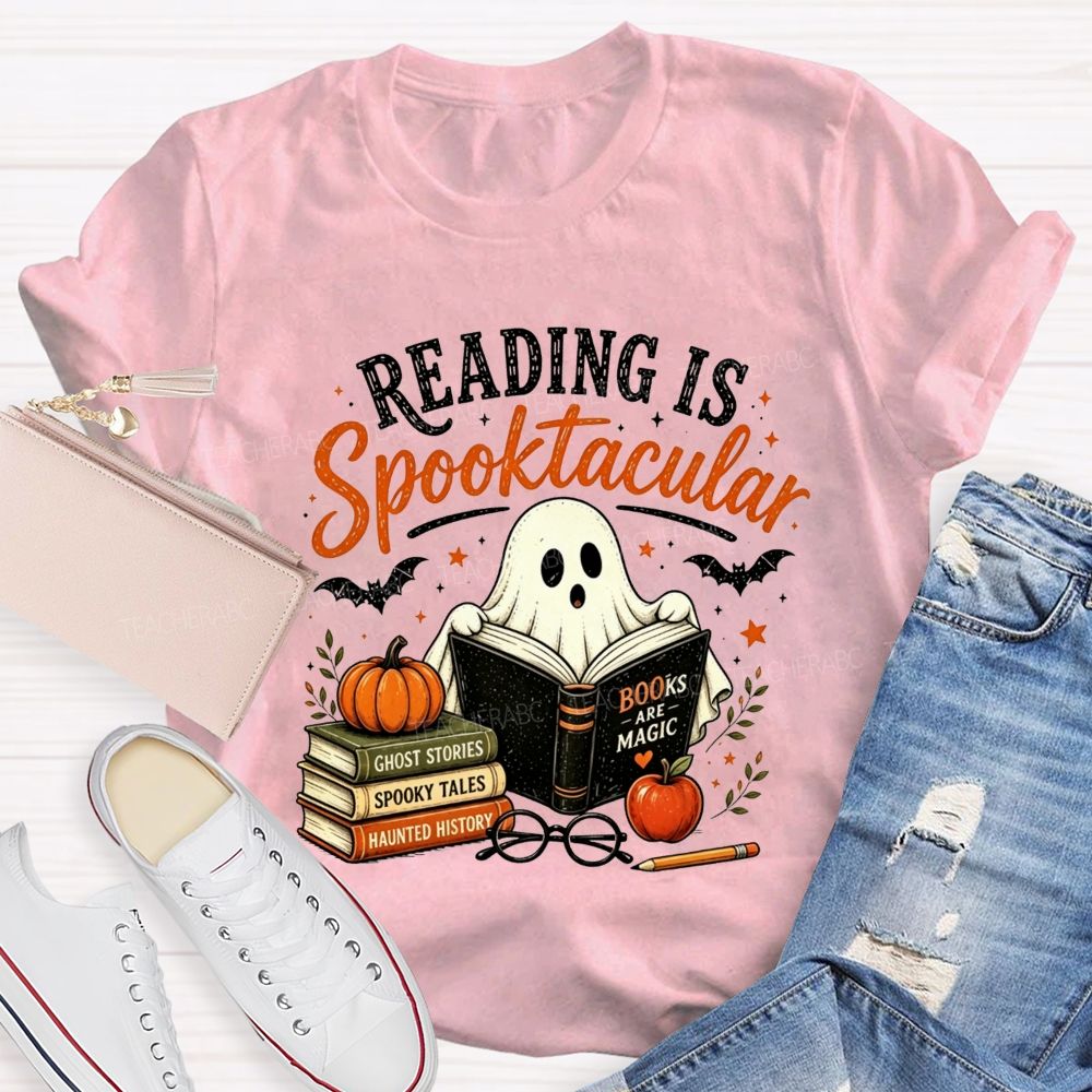 Reading Is Spooktacular Ghost Reading Halloween Teacher T-shirt