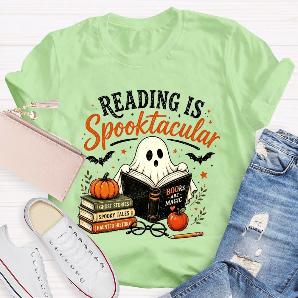 Reading Is Spooktacular Ghost Reading Halloween Teacher T-shirt