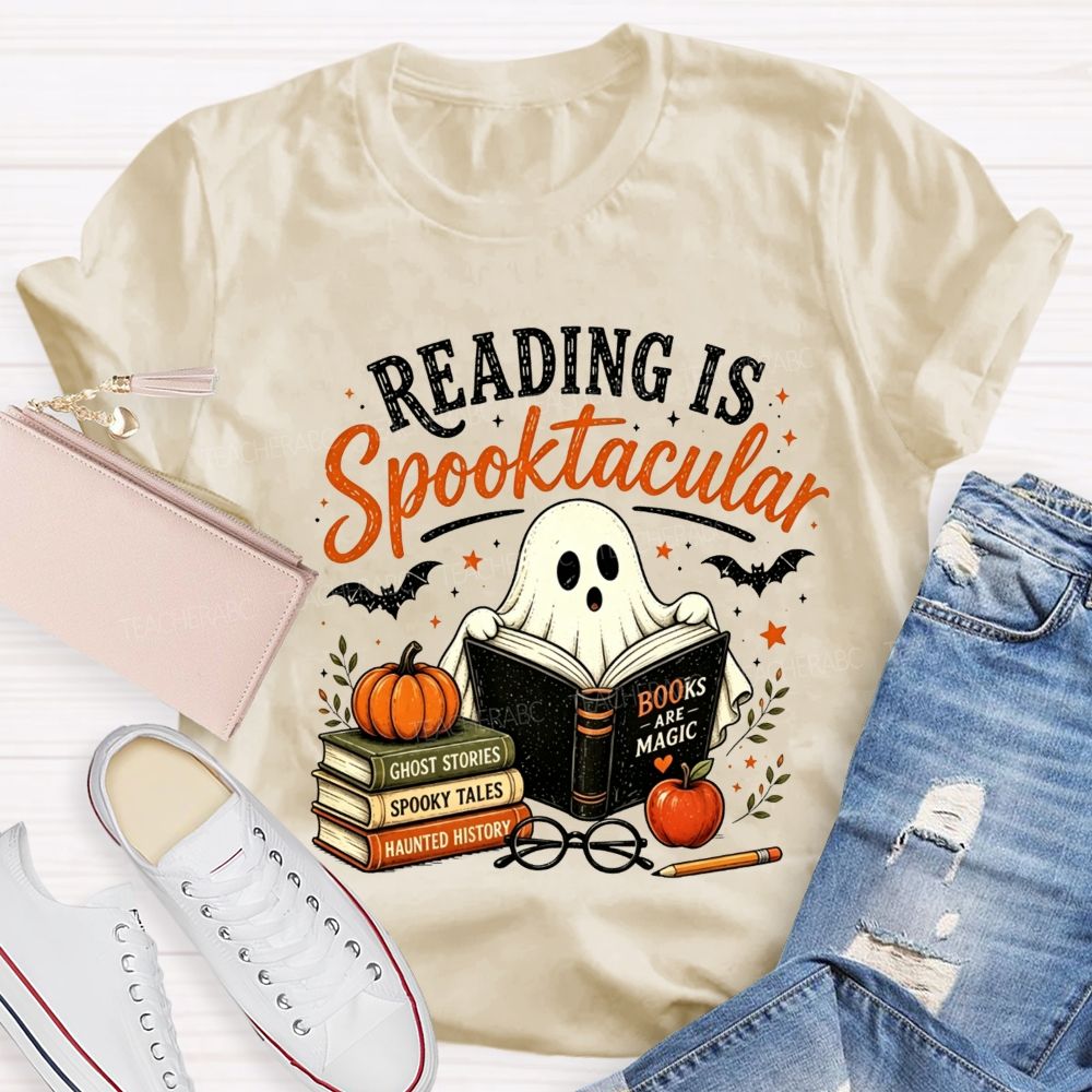 Reading Is Spooktacular Ghost Reading Halloween Teacher T-shirt