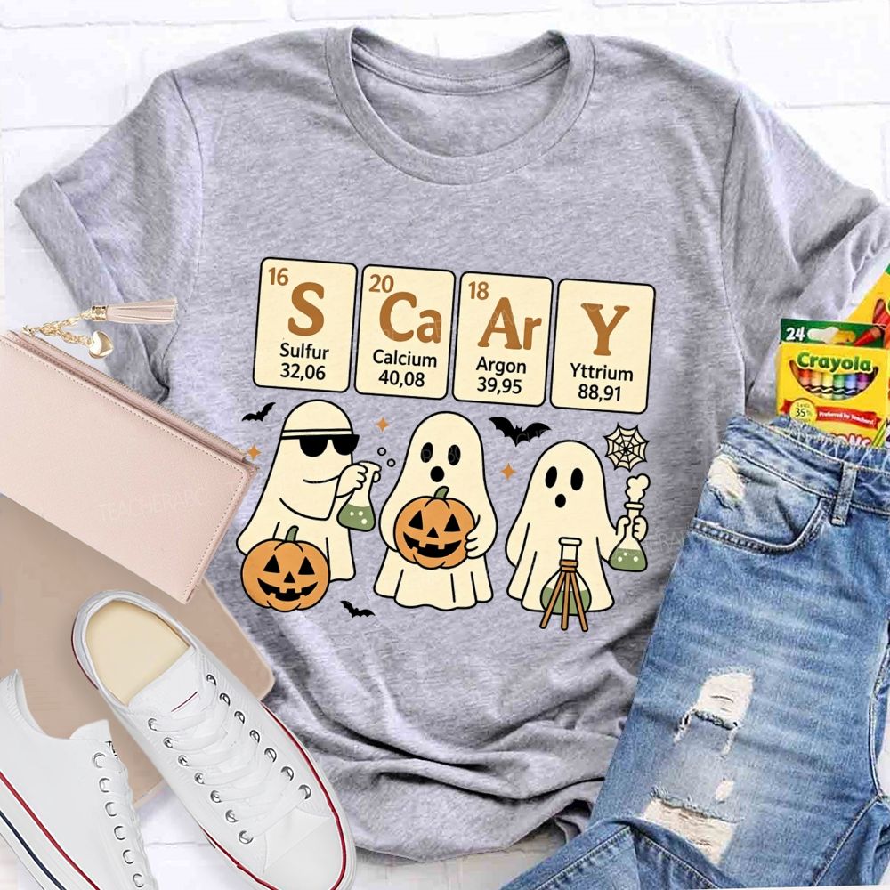 Scary Periodic Table Science Ghost Halloween Teacher T-shirt