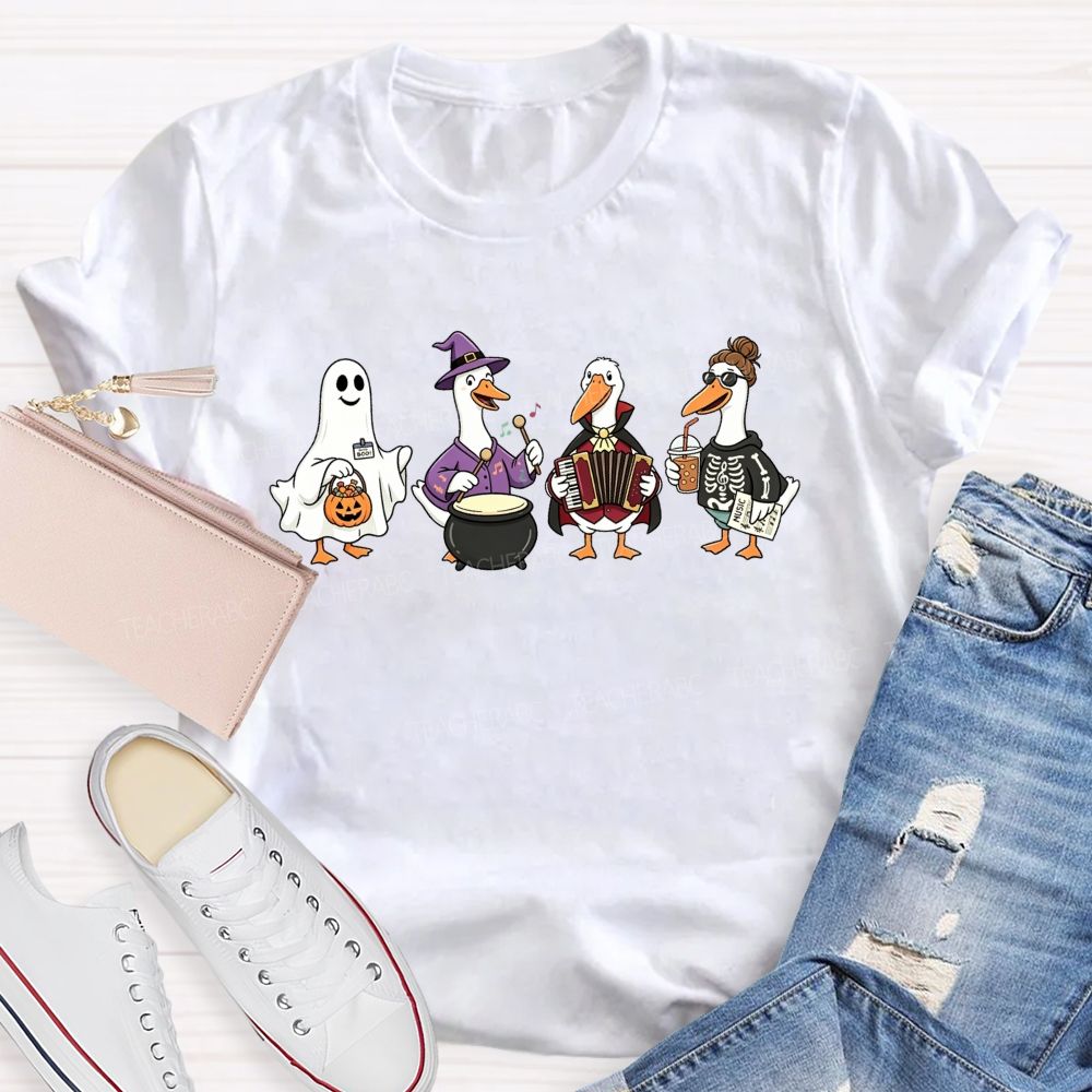 Trick Or Treat Duck Squad Halloween Music Teacher T-shirt