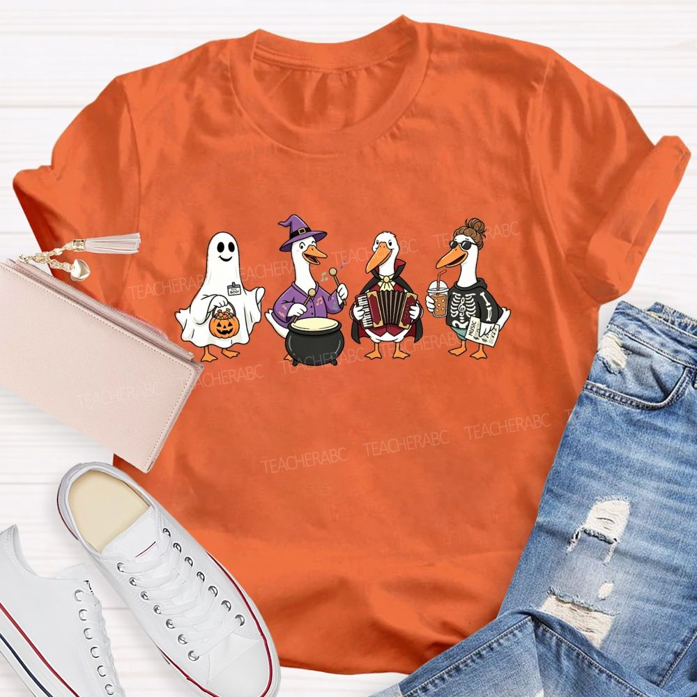 Trick Or Treat Duck Squad Halloween Music Teacher T-shirt