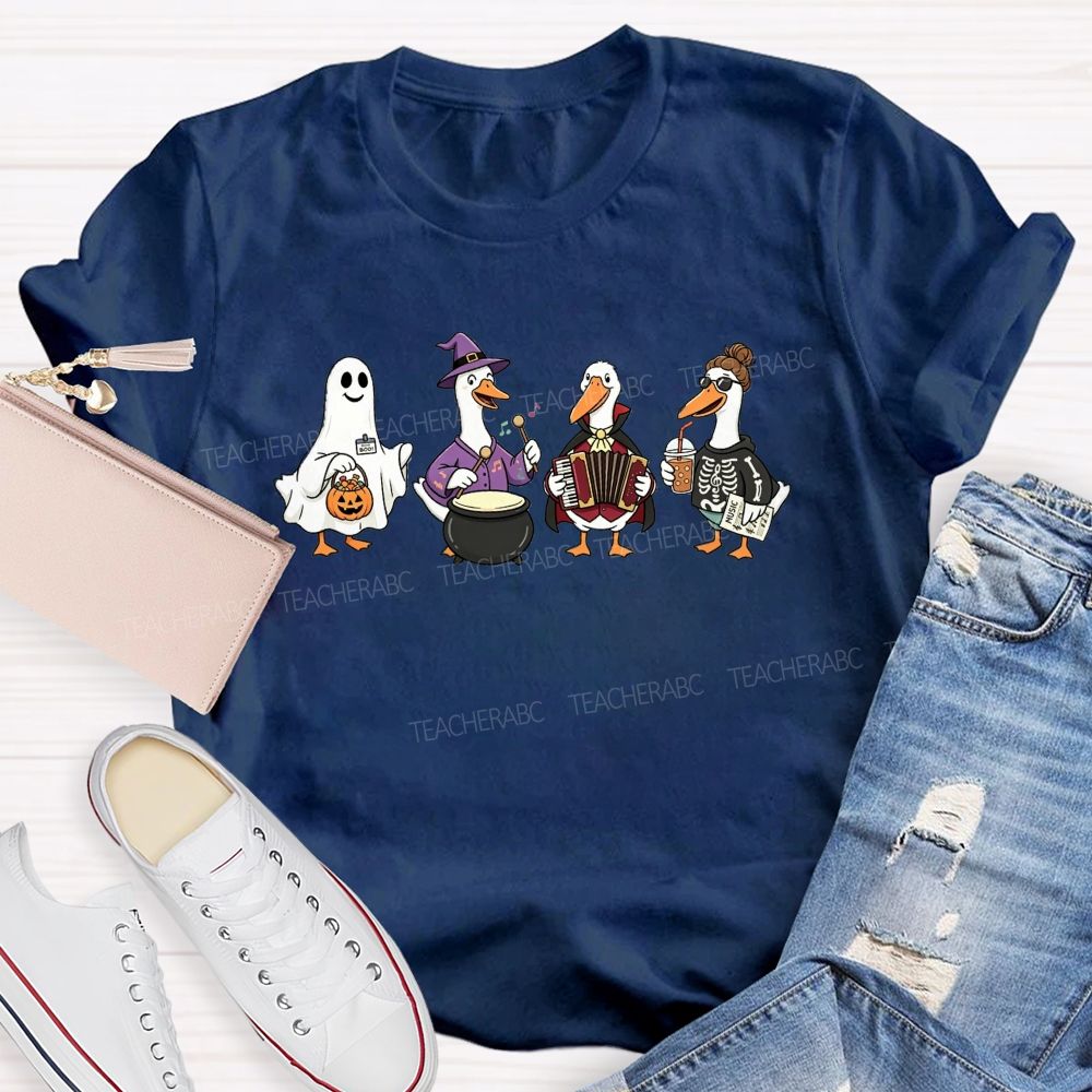 Trick Or Treat Duck Squad Halloween Music Teacher T-shirt
