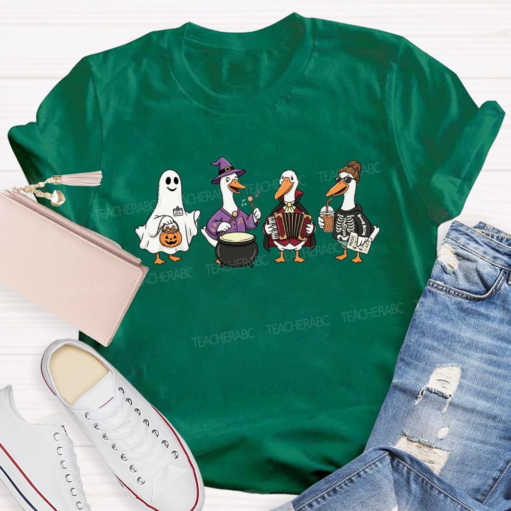 Trick Or Treat Duck Squad Halloween Music Teacher T-shirt