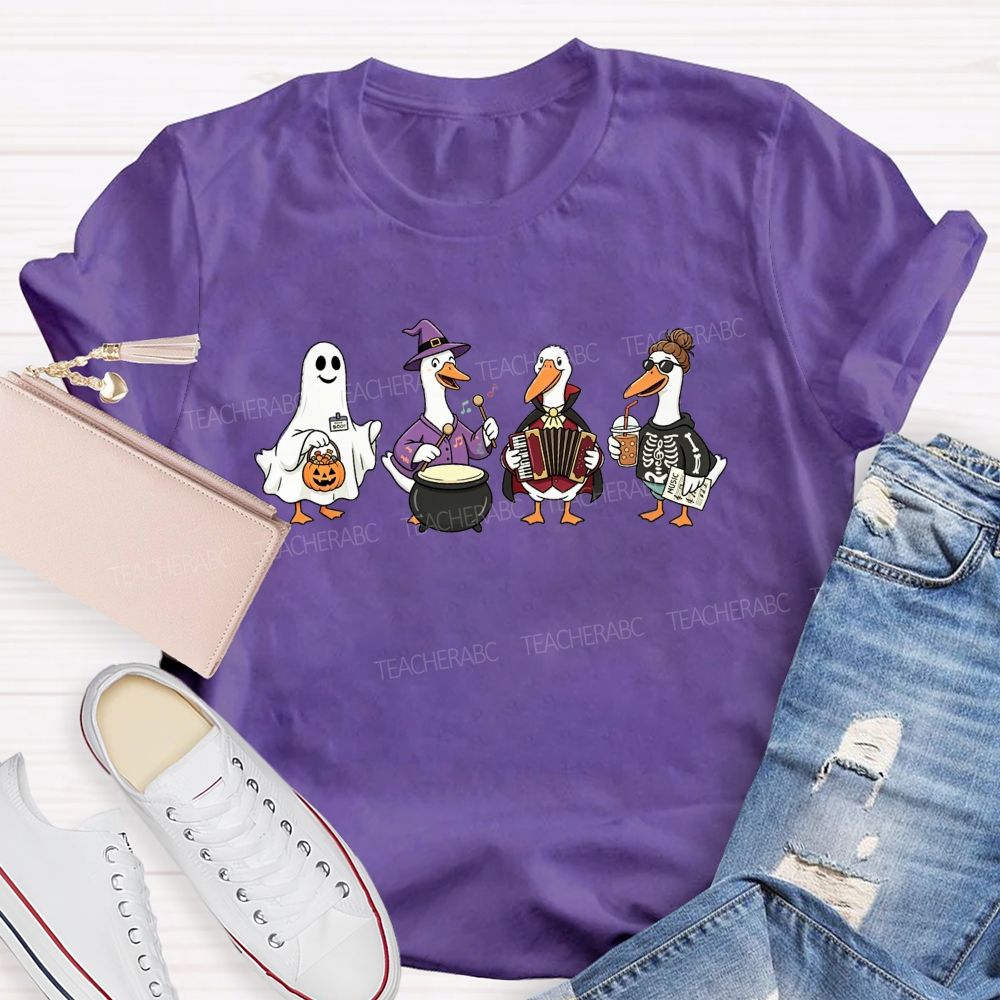 Trick Or Treat Duck Squad Halloween Music Teacher T-shirt