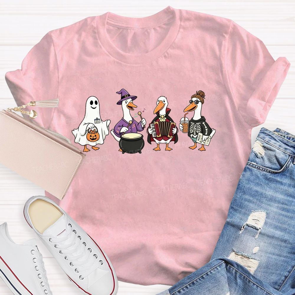 Trick Or Treat Duck Squad Halloween Music Teacher T-shirt
