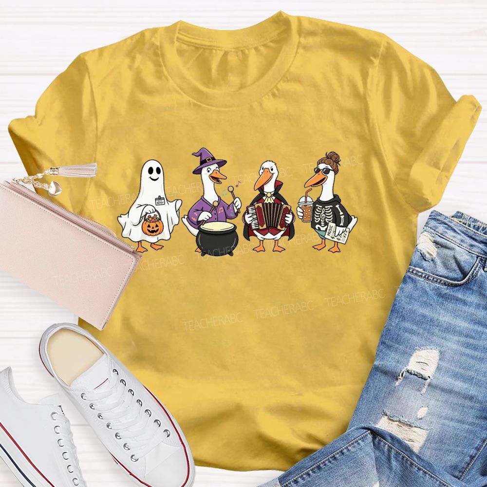 Trick Or Treat Duck Squad Halloween Music Teacher T-shirt