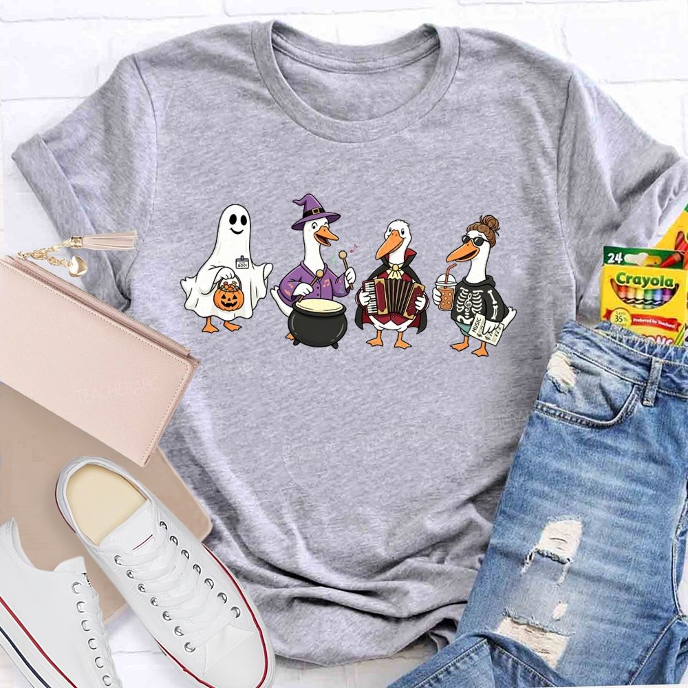 Trick Or Treat Duck Squad Halloween Music Teacher T-shirt