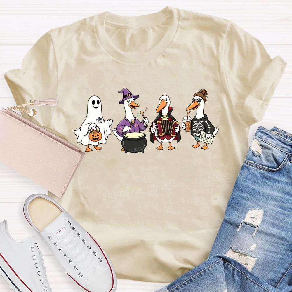 Trick Or Treat Duck Squad Halloween Music Teacher T-shirt