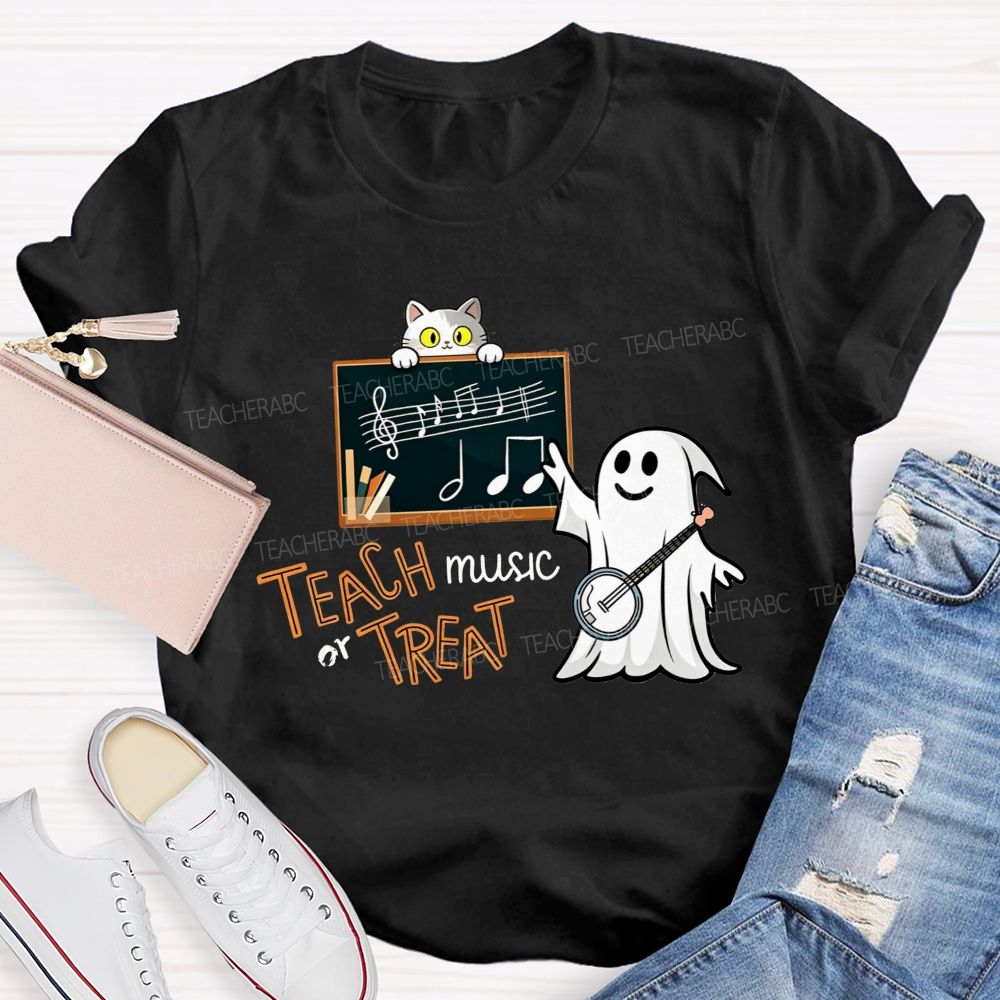 Teach Music Or Treat Spooky Music Teacher Vibes T-shirt