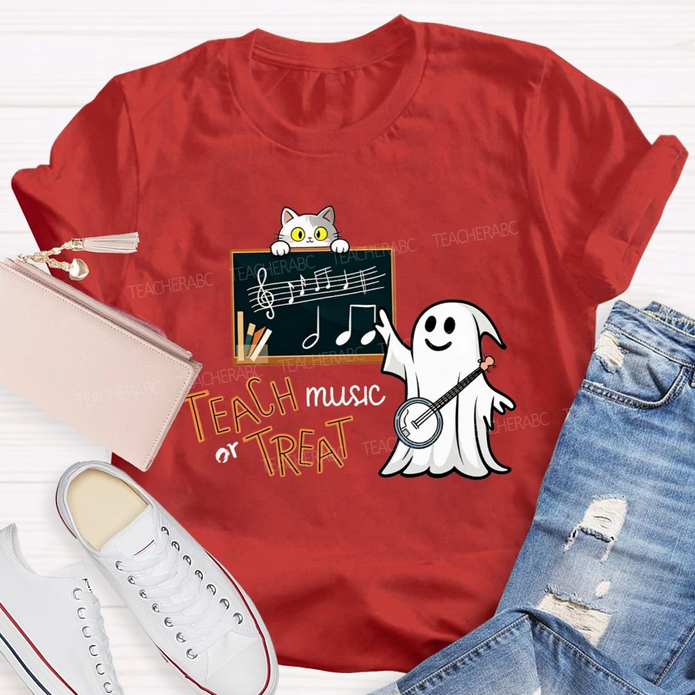 Teach Music Or Treat Spooky Music Teacher Vibes T-shirt