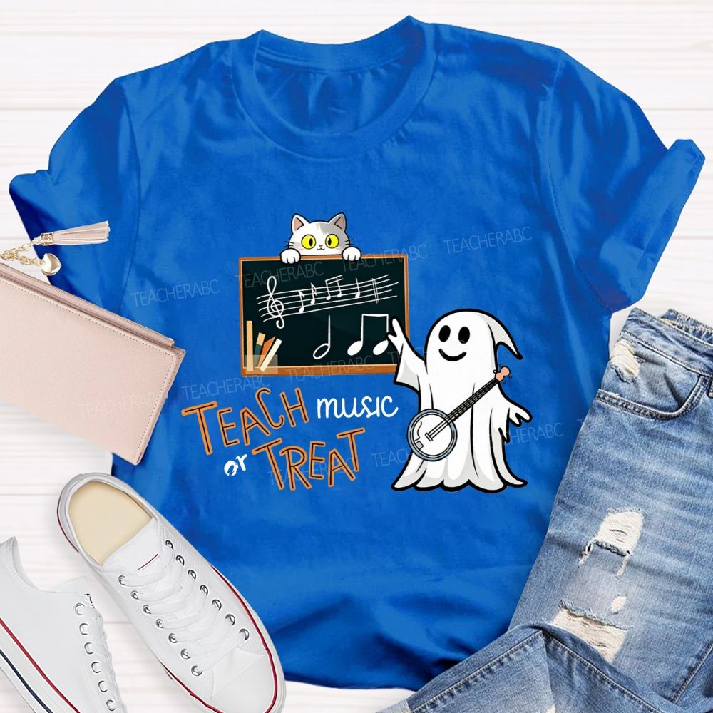 Teach Music Or Treat Spooky Music Teacher Vibes T-shirt