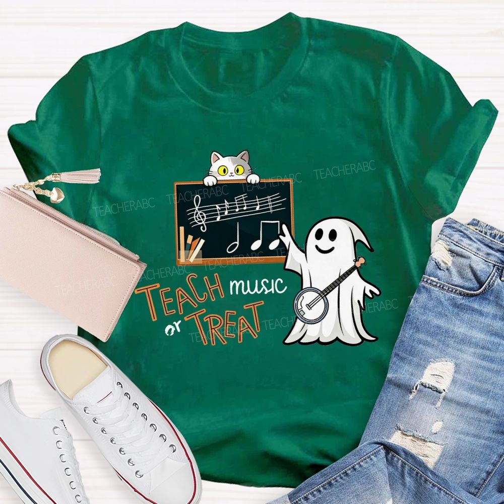 Teach Music Or Treat Spooky Music Teacher Vibes T-shirt
