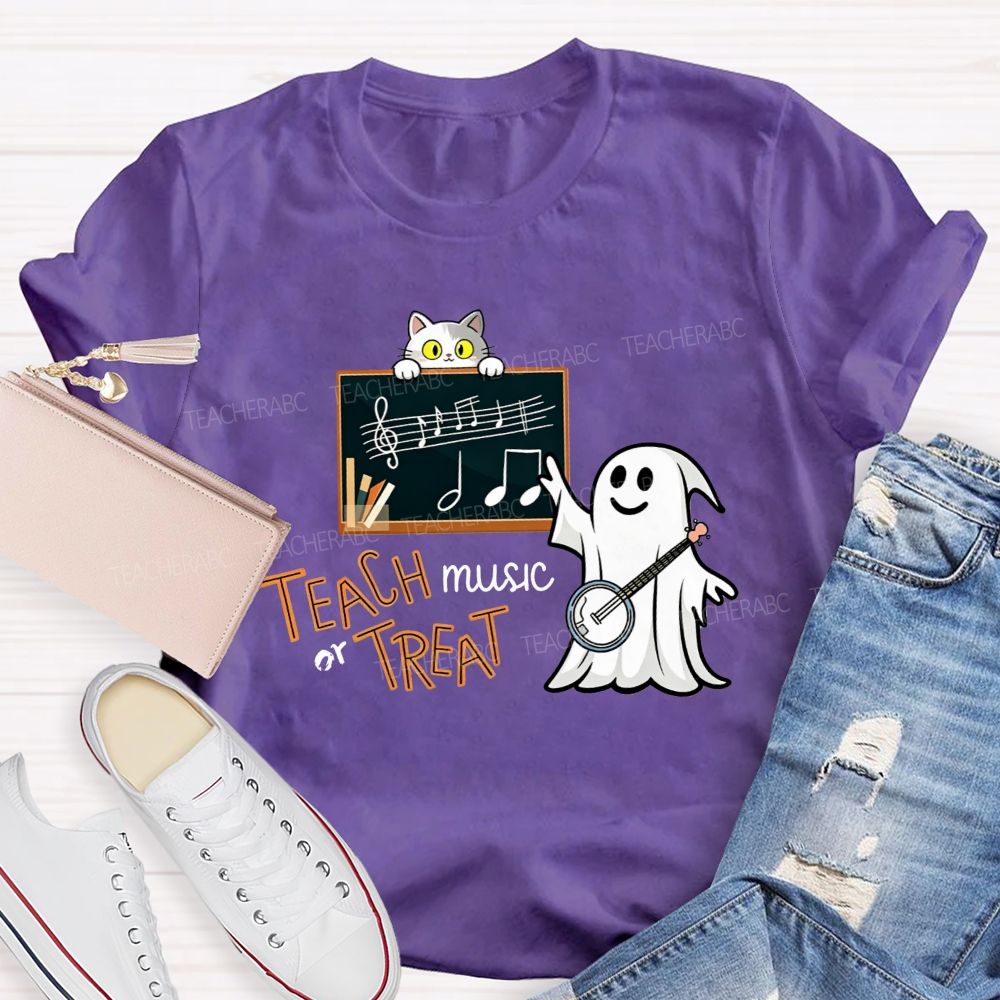 Teach Music Or Treat Spooky Music Teacher Vibes T-shirt