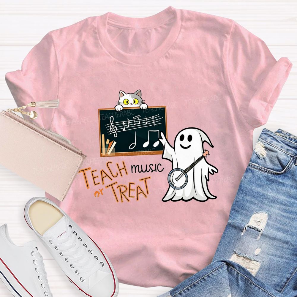 Teach Music Or Treat Spooky Music Teacher Vibes T-shirt