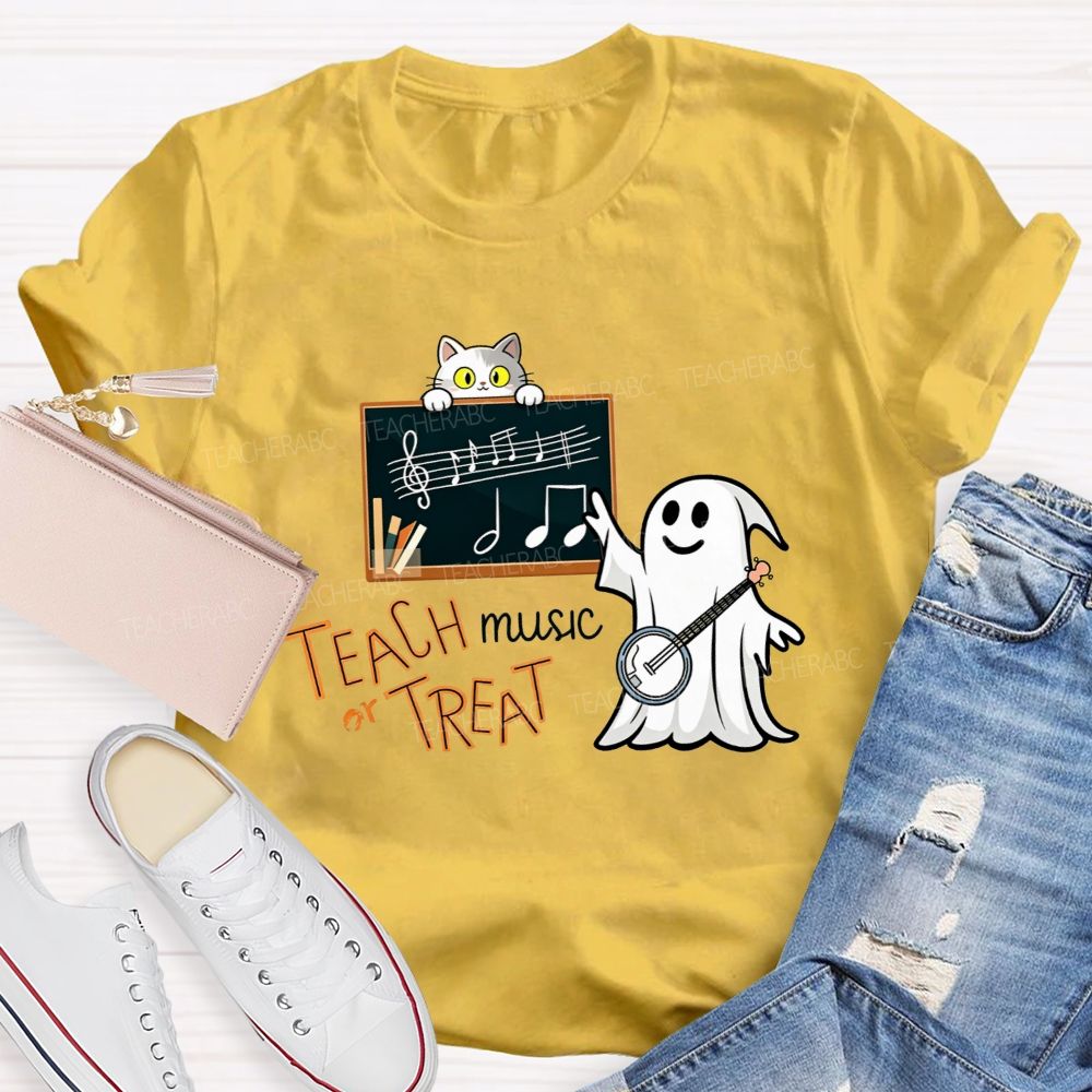 Teach Music Or Treat Spooky Music Teacher Vibes T-shirt