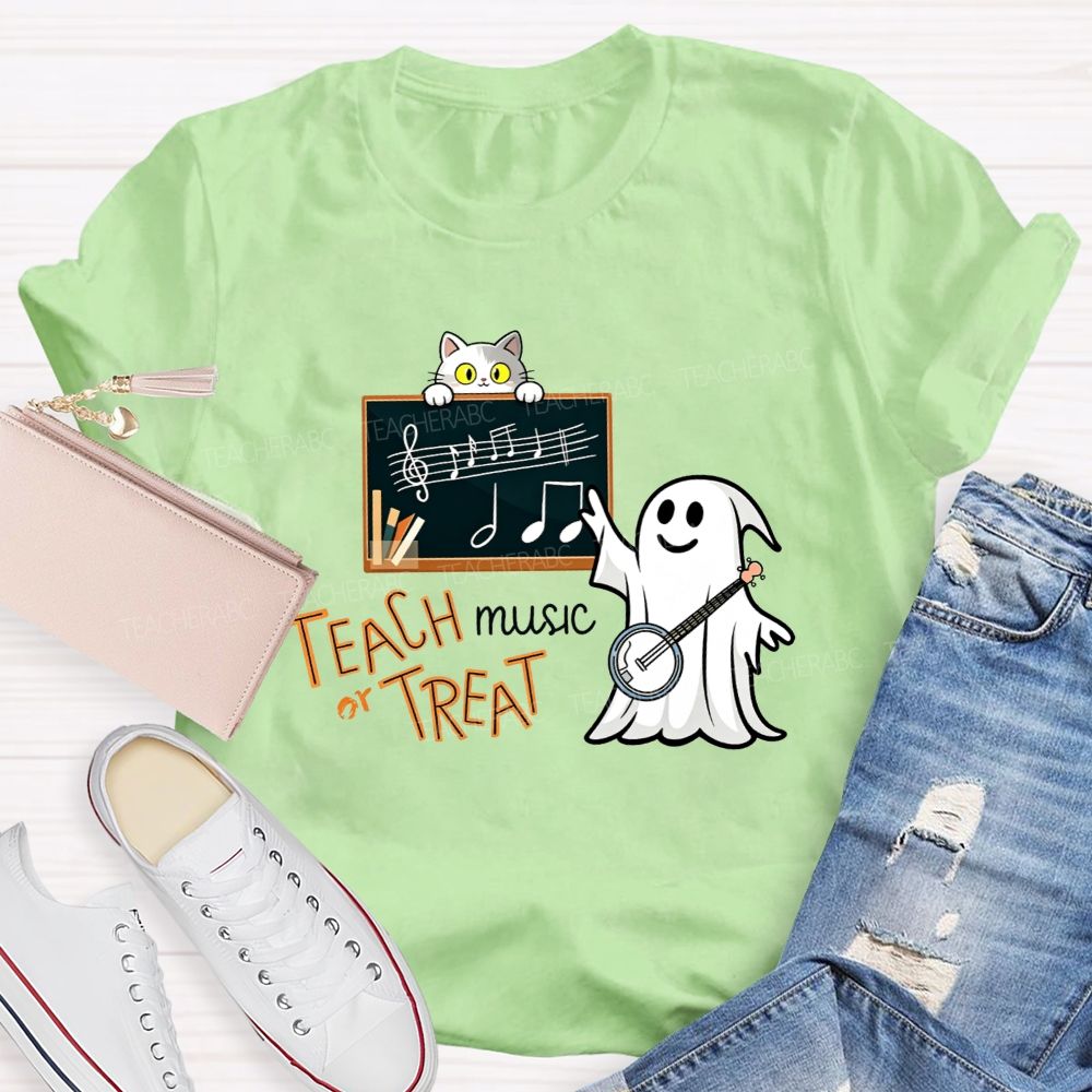 Teach Music Or Treat Spooky Music Teacher Vibes T-shirt