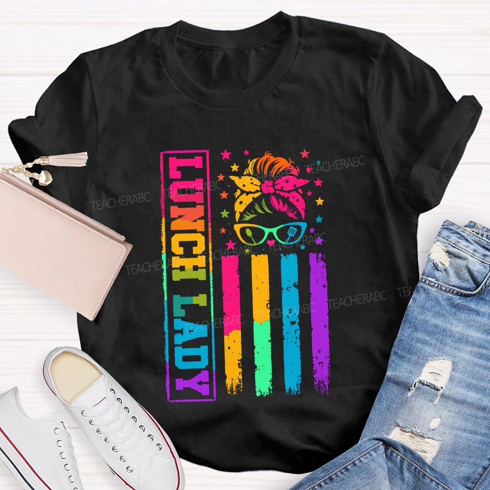 Tie-dye gradient effect Lunch Lady Teacher T-shirt