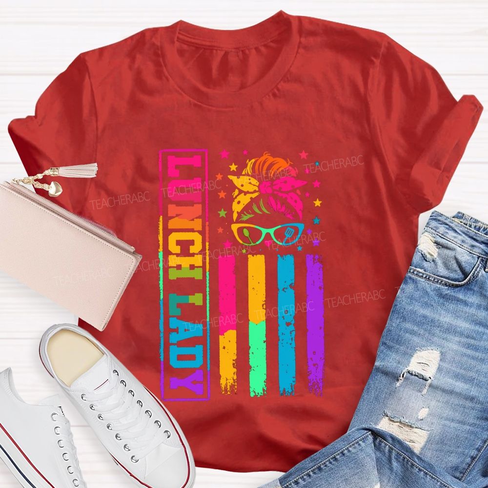 Tie-dye gradient effect Lunch Lady Teacher T-shirt