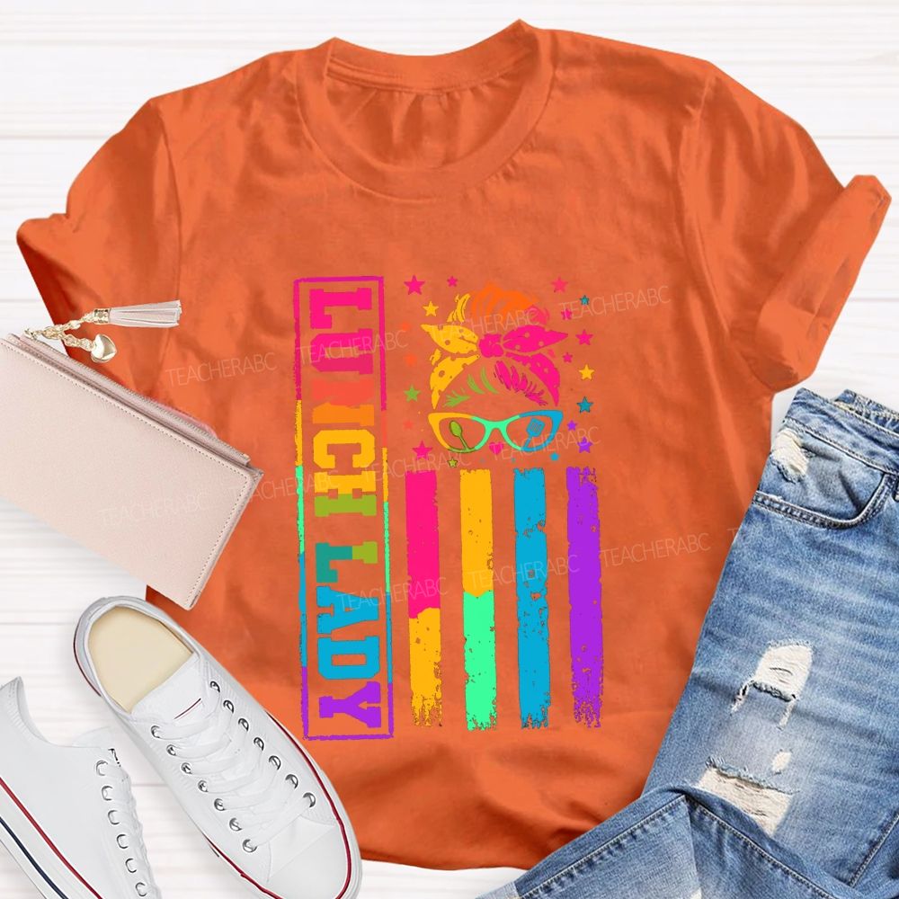 Tie-dye gradient effect Lunch Lady Teacher T-shirt