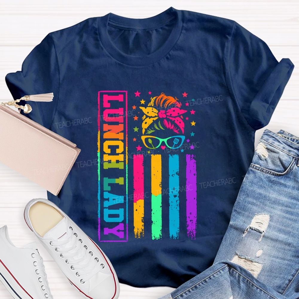 Tie-dye gradient effect Lunch Lady Teacher T-shirt