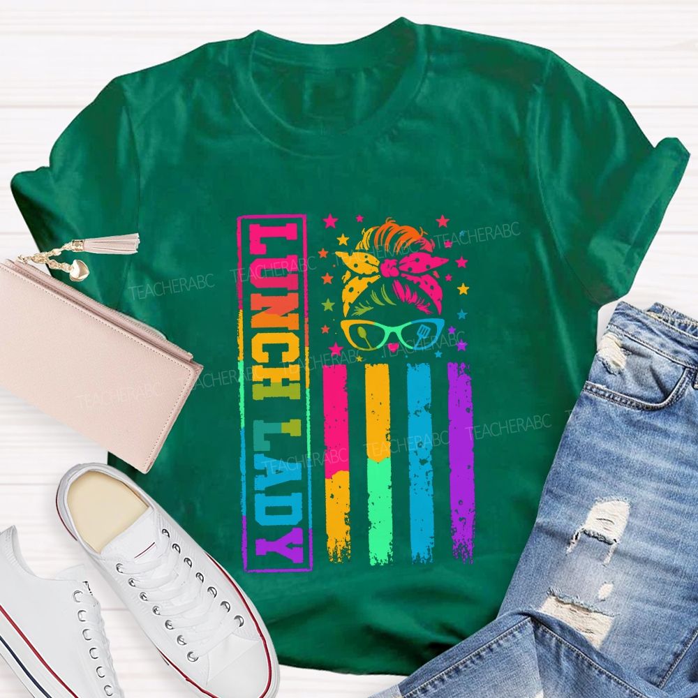 Tie-dye gradient effect Lunch Lady Teacher T-shirt